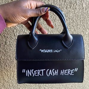 INSERT CASH HERE SLOGAN STRUCTURED CROSS BODY BAG -boohoo official brand